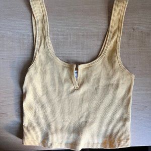 Garage Yellow Ribbed Cropped Tank Top Size XSmall